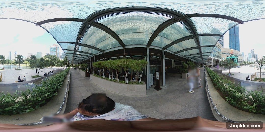 Outdoor dining area with city view