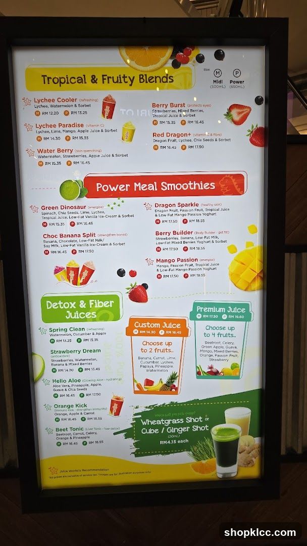 Juice Menu