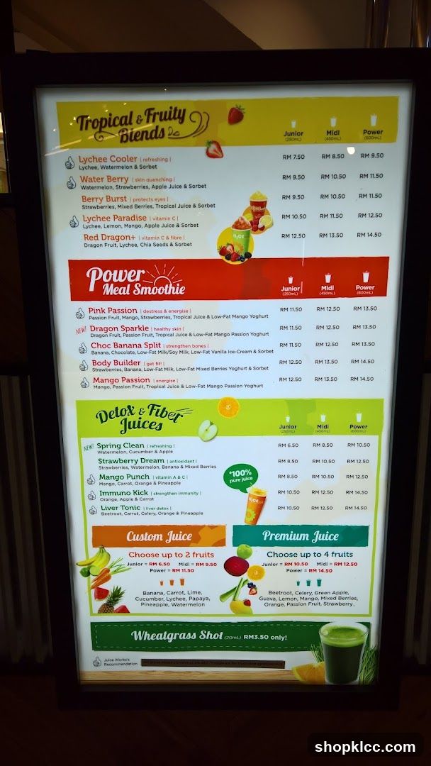 Tropical & Fruity Blends, Power Meal Smoothie, Detox & Fiber Juices