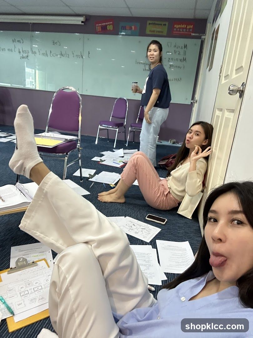 Classroom Scene with Students and Papers