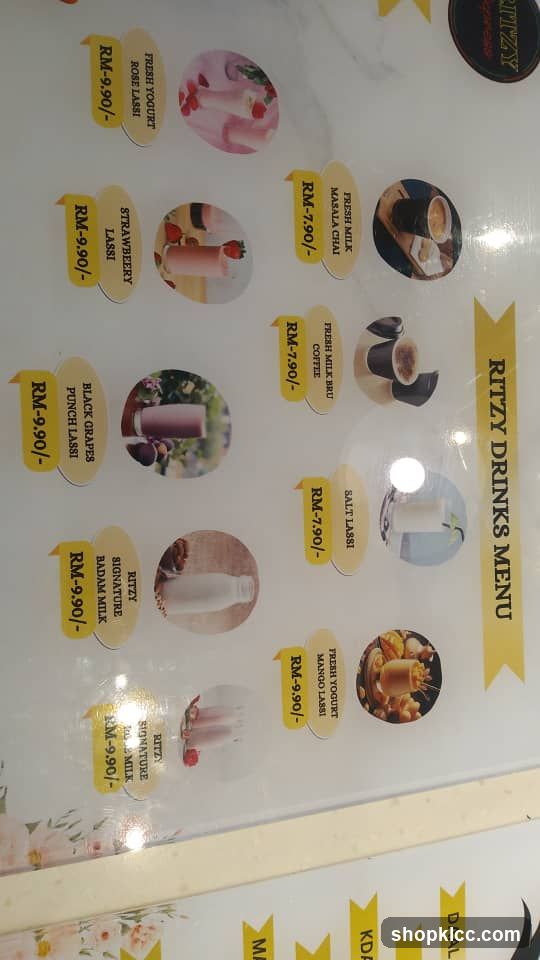 RITZY DRINKS MENU