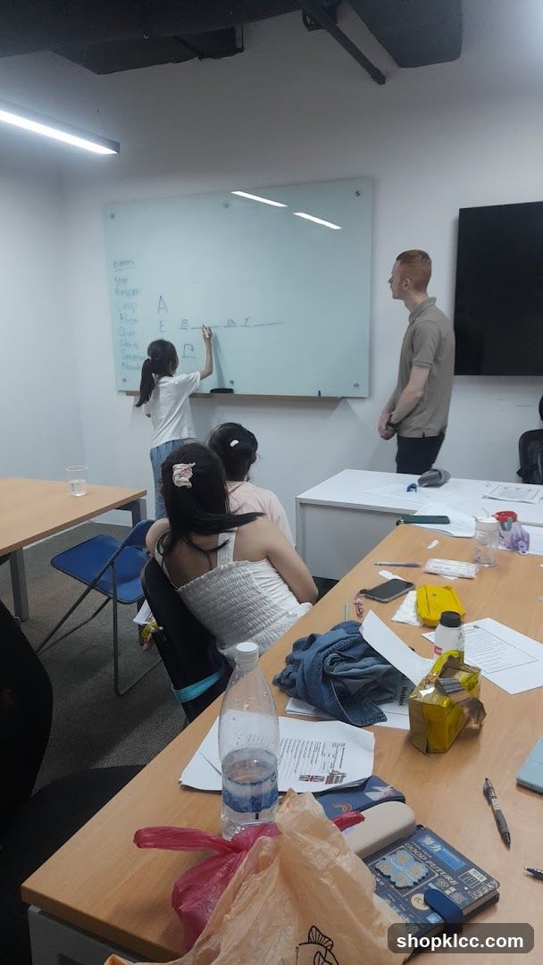 Classroom Scene with Whiteboard Activity