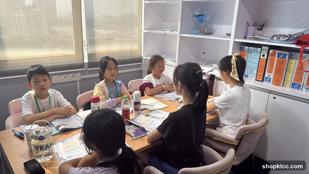 Children studying in a classroom