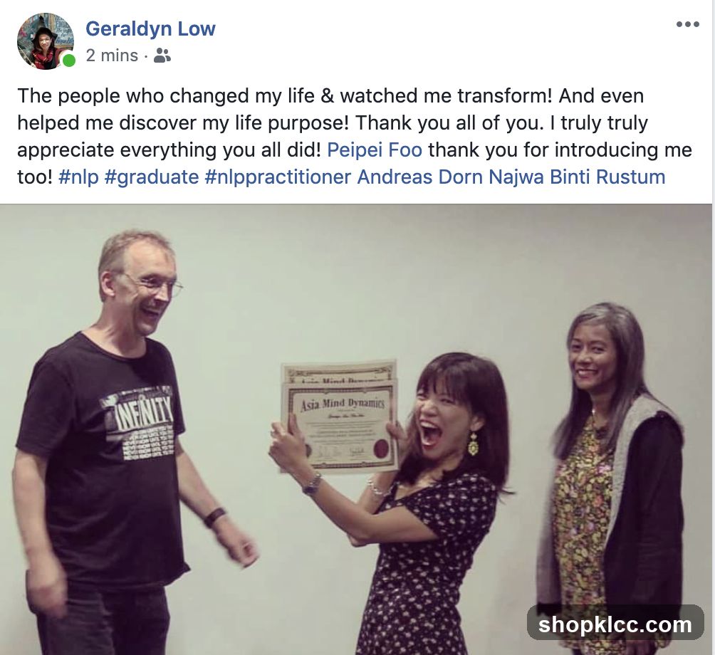 Facebook post celebrating NLP transformation