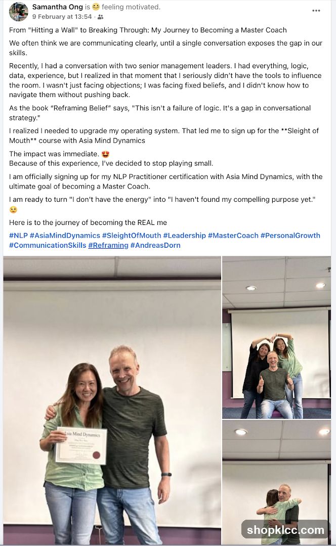 Samantha Ong's LinkedIn Post - Master Coach Journey
