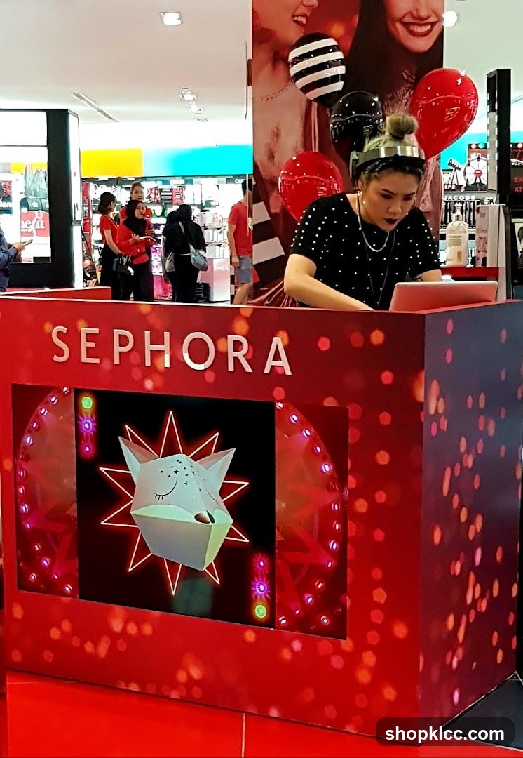 Sephora counter with staff