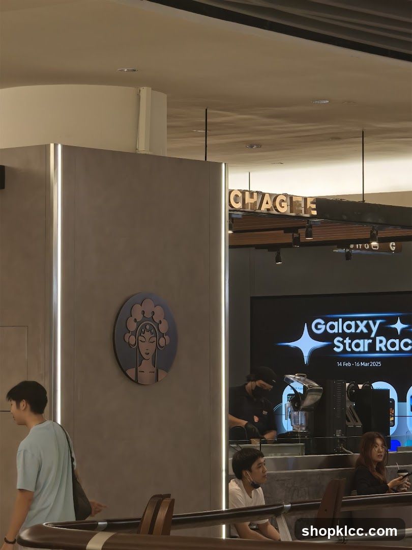 Cafe interior with promotional display