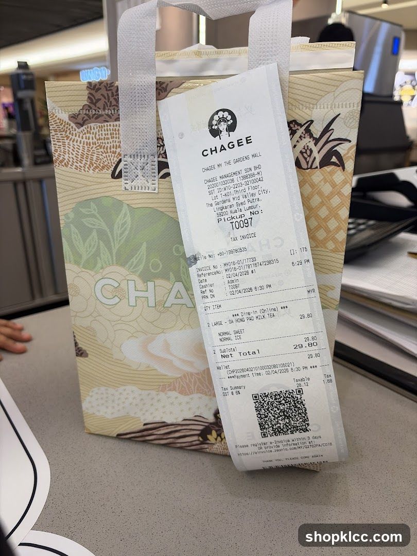 Chagee Receipt and Bag