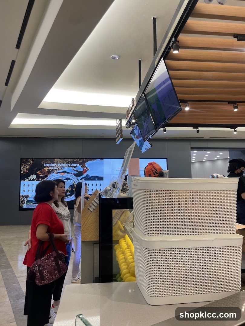 Store Interior with Display Screens and Baskets