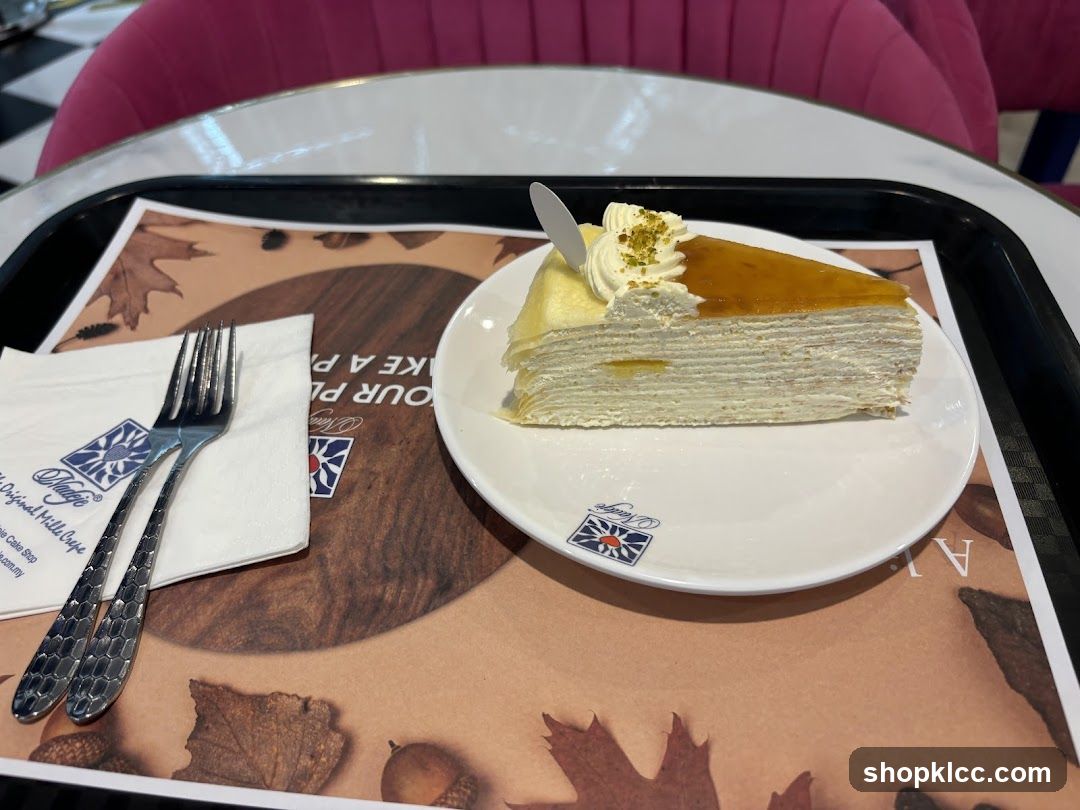Slice of Mille Crepe Cake
