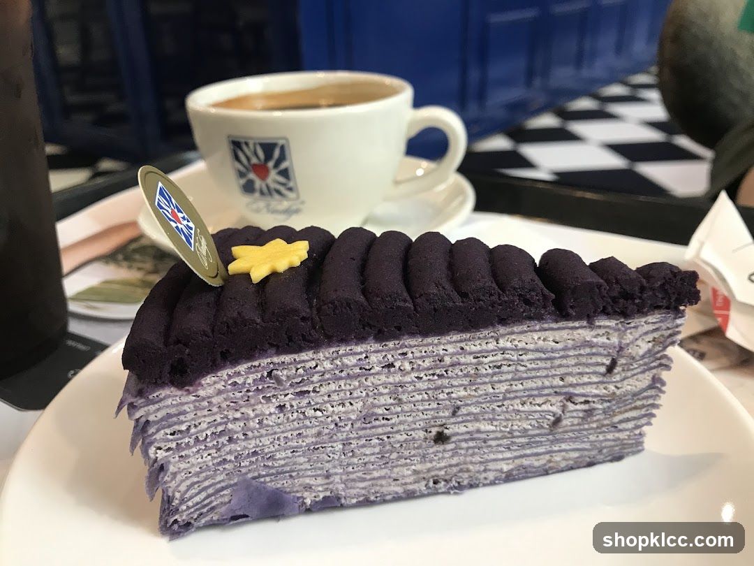 Ube Mille Crepe Cake and Coffee