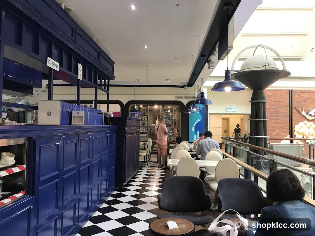 Cafe Interior with Blue Decor