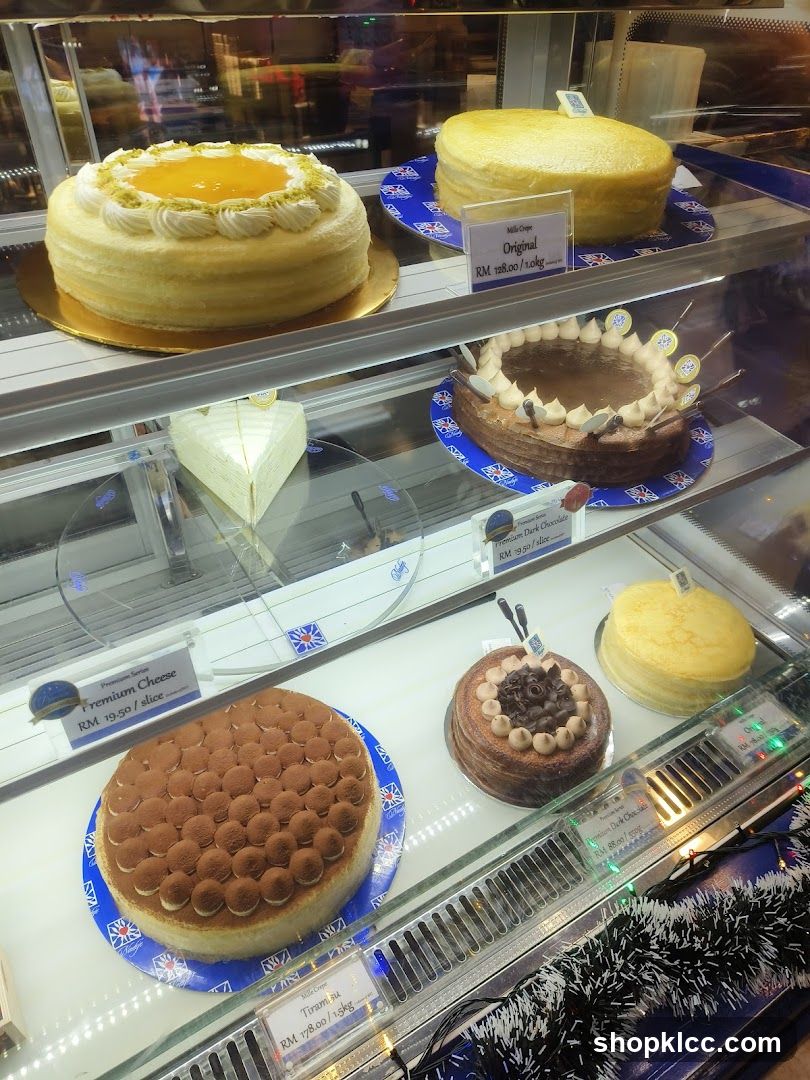 Cakes in a Display Case