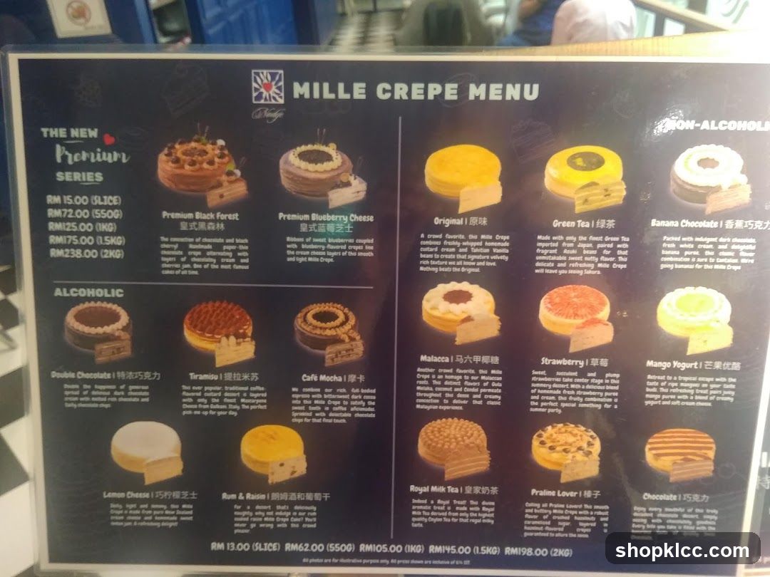 MILLE CREPE MENU