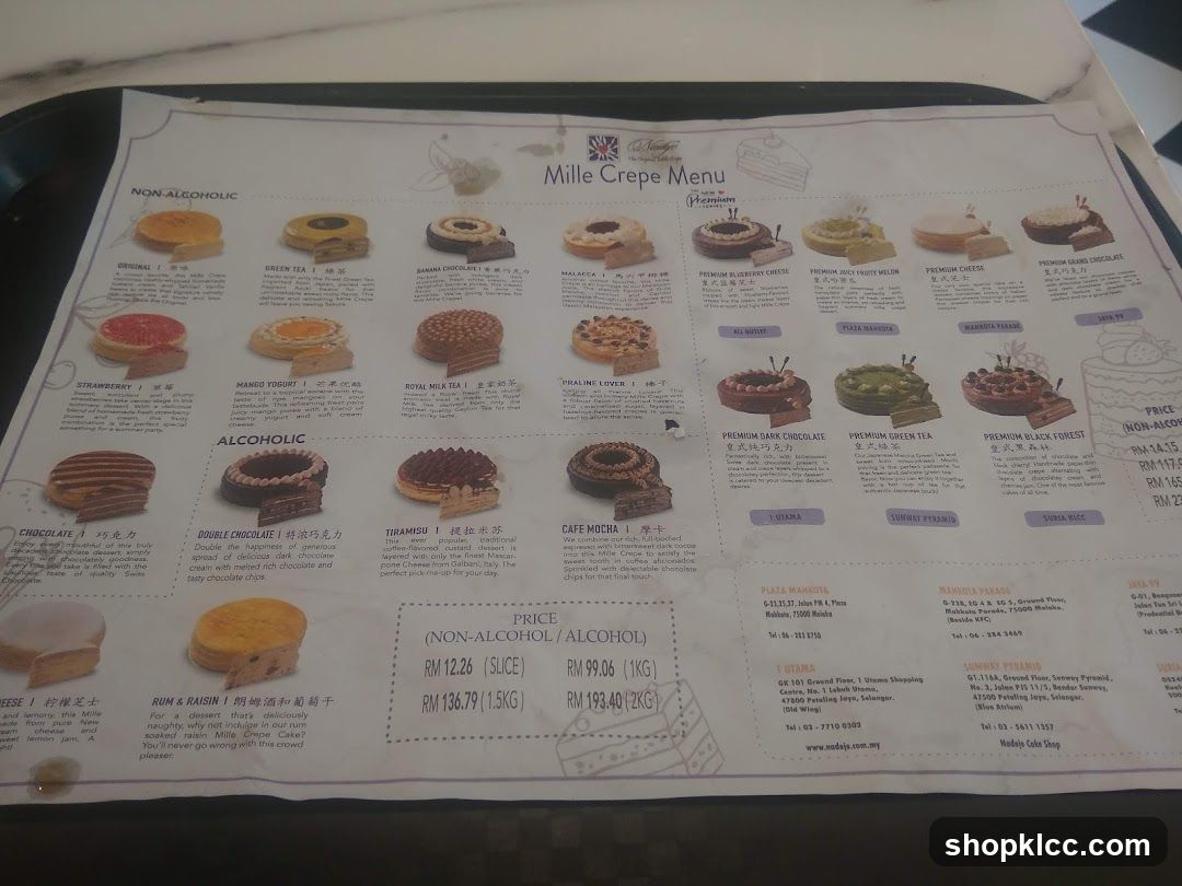 Mille Crepe Menu