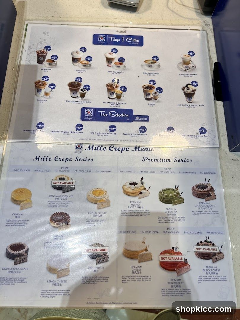 Tokyo I Coffee Mille Crepe Menu