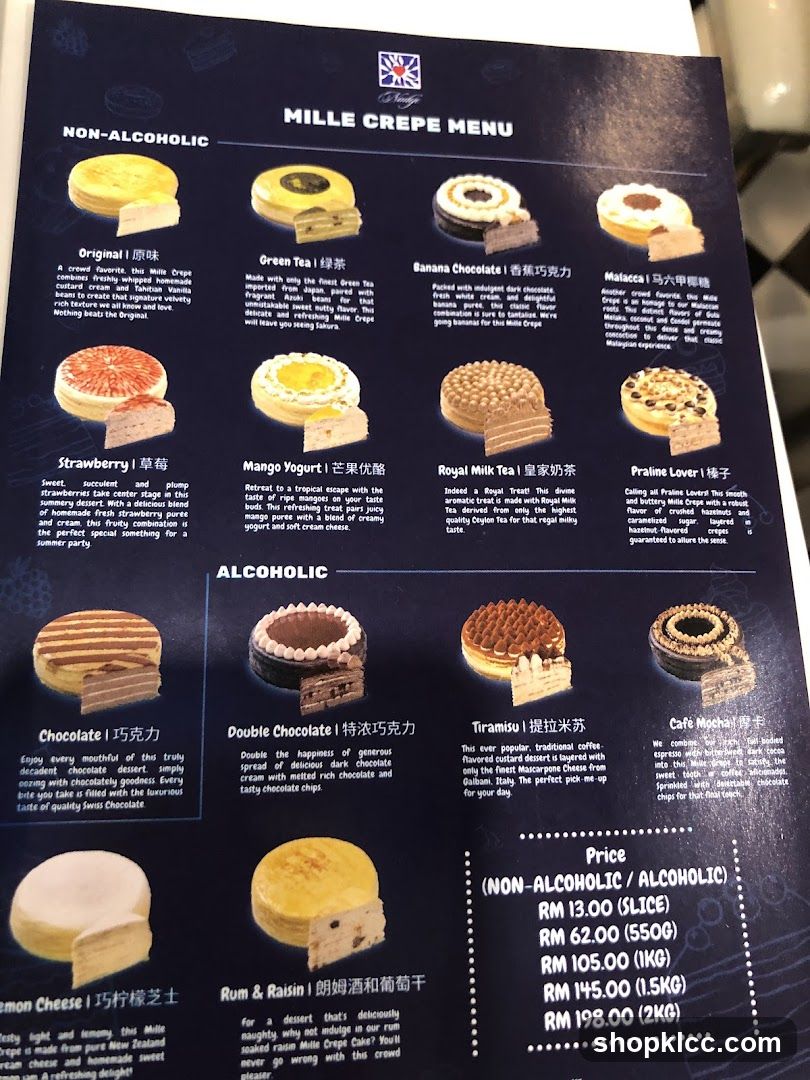 MILLE CREPE MENU