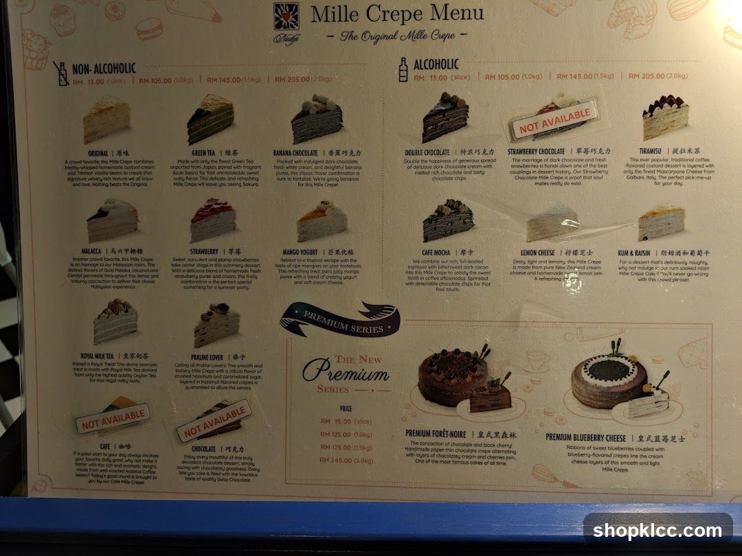 Mille Crepe Menu