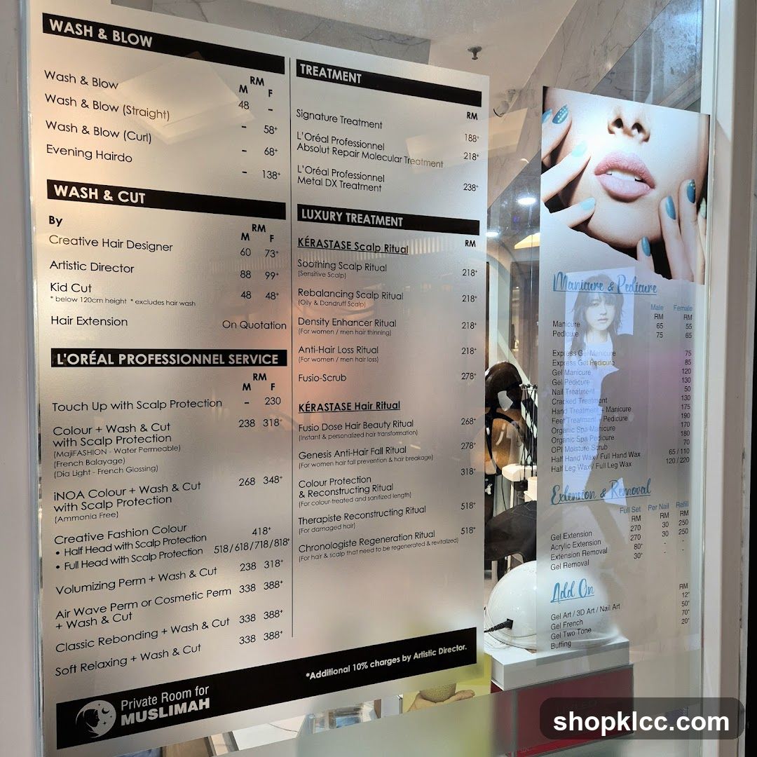 Beauty Salon Menu Board