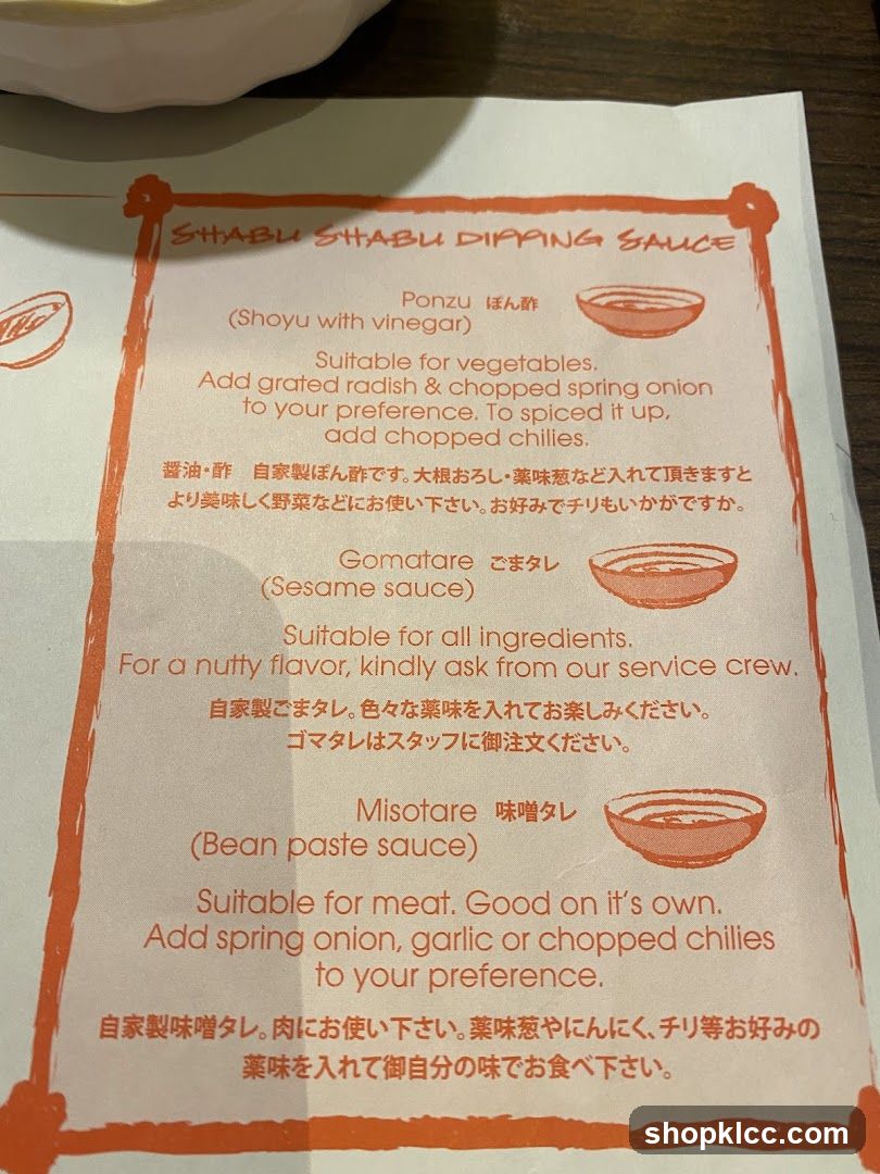 Dipping Sauce Menu