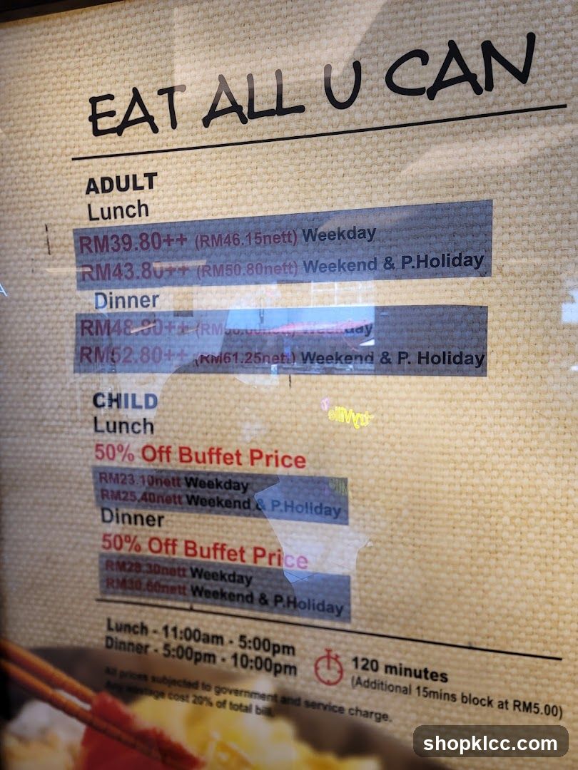 Eat All U Can Buffet Menu