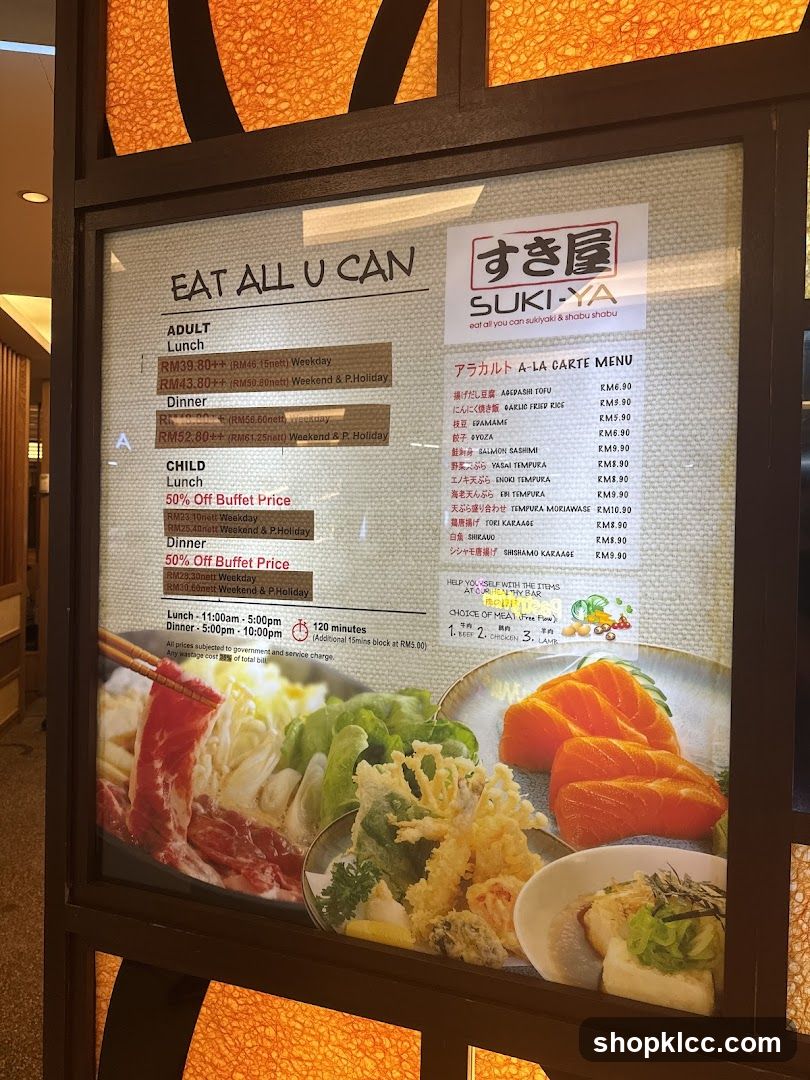 Sukiyaki Buffet Menu Display