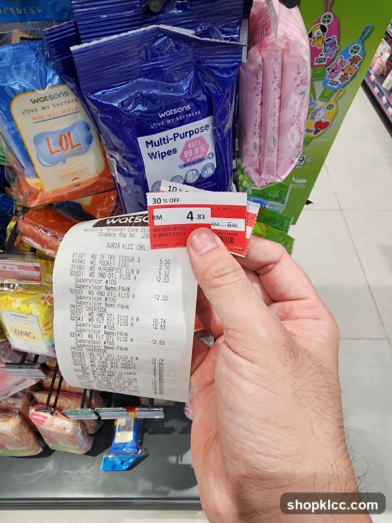 Watsons Receipt and Products