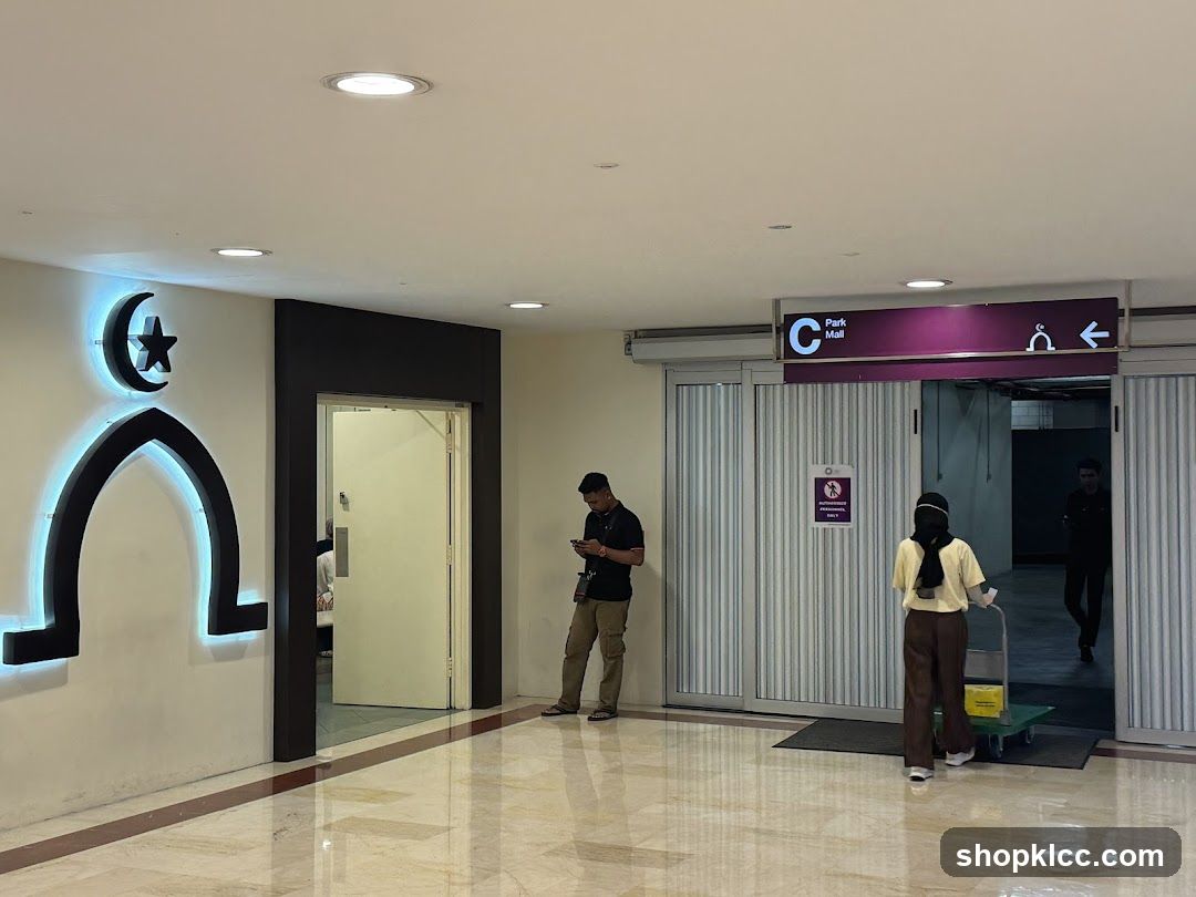 Interior of a mall with signage