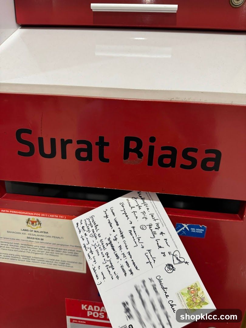 Postbox with a postcard