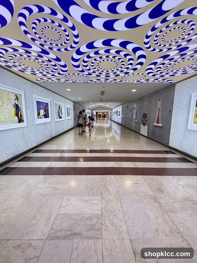 Hallway with optical illusion ceiling