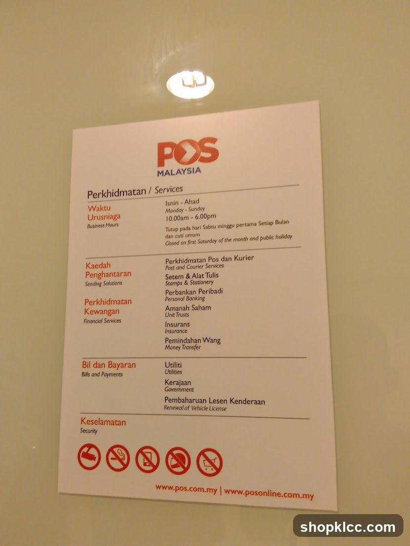 POS Malaysia Services List