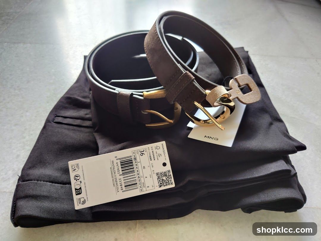 Brown belt and black pants