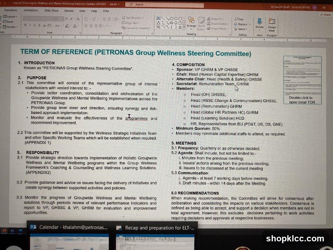 Term of Reference (PETRONAS Group Wellness Steering Committee)
