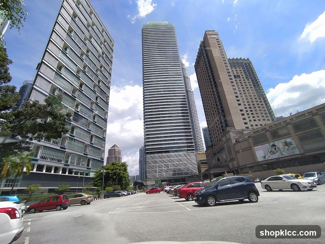 Cityscape with Modern Buildings and Parking Lot
