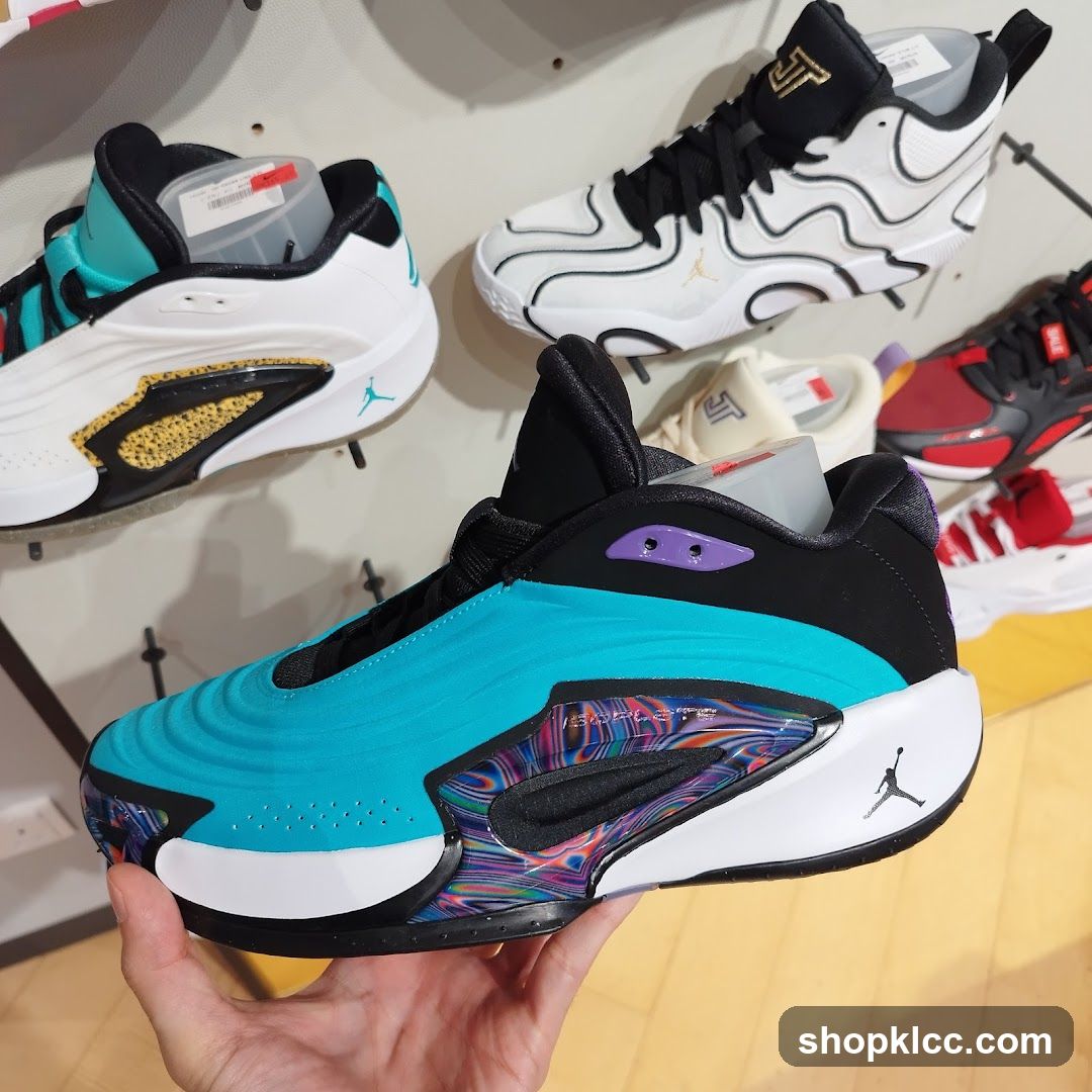 Close-up of Teal and Black Basketball Shoes