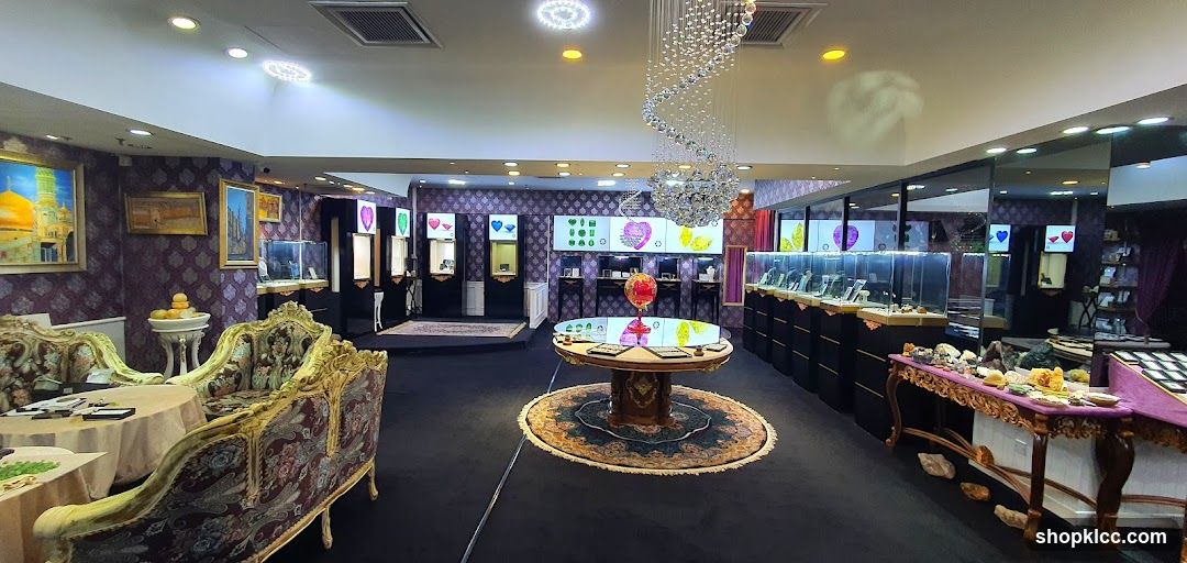 Interior of a jewelry or gemstone shop