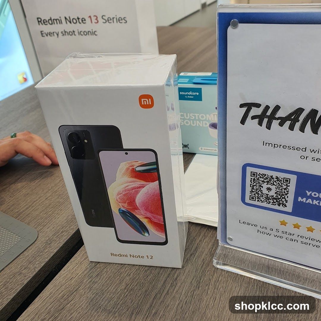 Redmi Note 12 Box and Promotional Sign