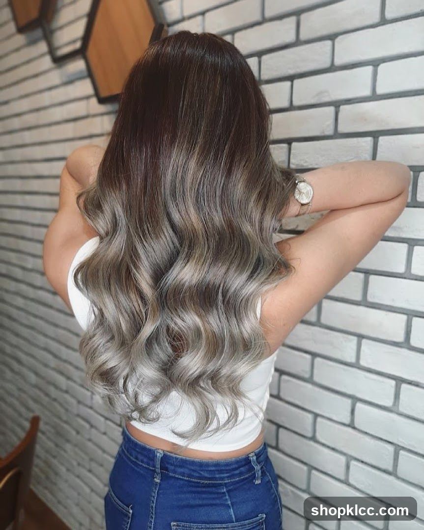 Woman with long wavy hair