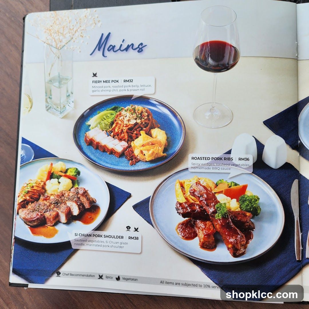 Restaurant Mains Menu Page