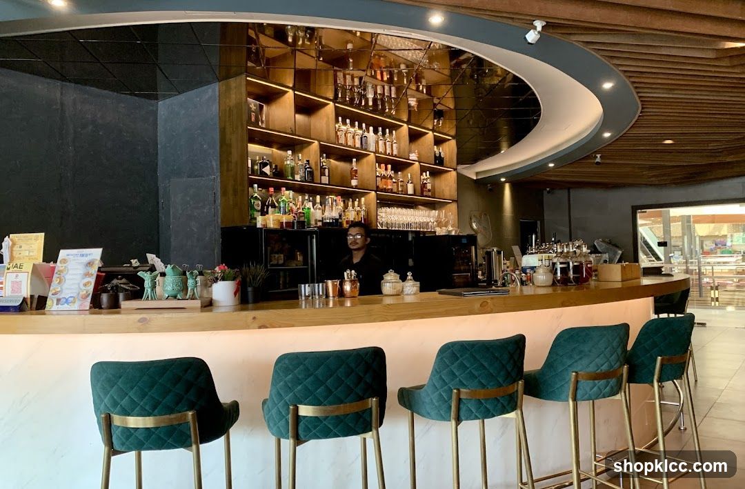 Bar Interior with Green Stools