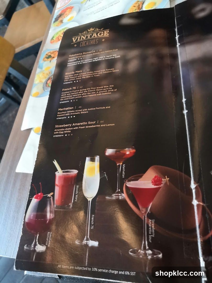 Vintage Cocktails Menu