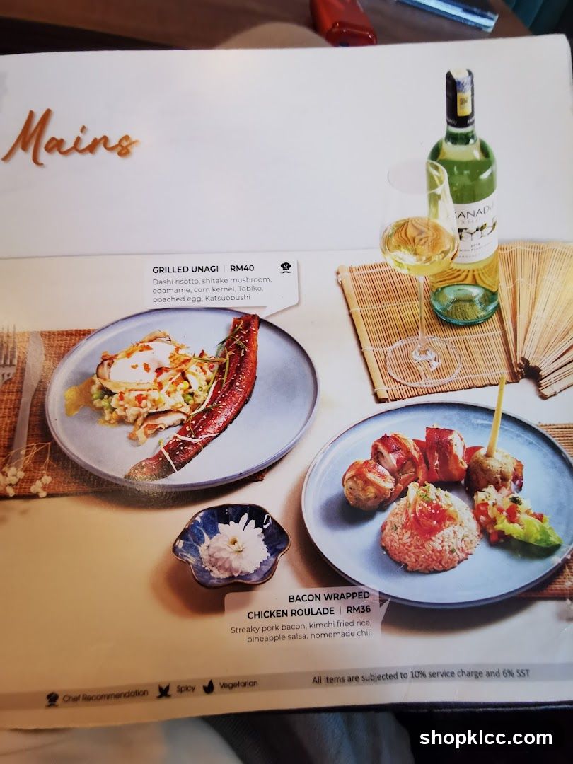 Main Dishes Menu Page