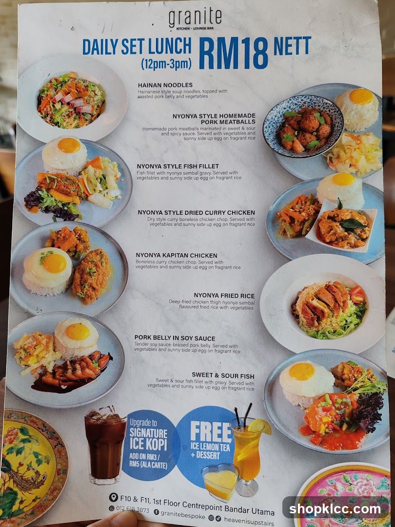 Granite Daily Set Lunch Menu