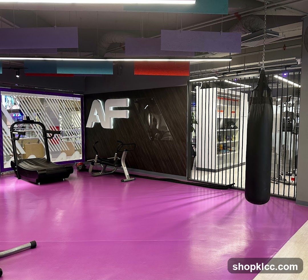 Fitness Interior with Purple Flooring