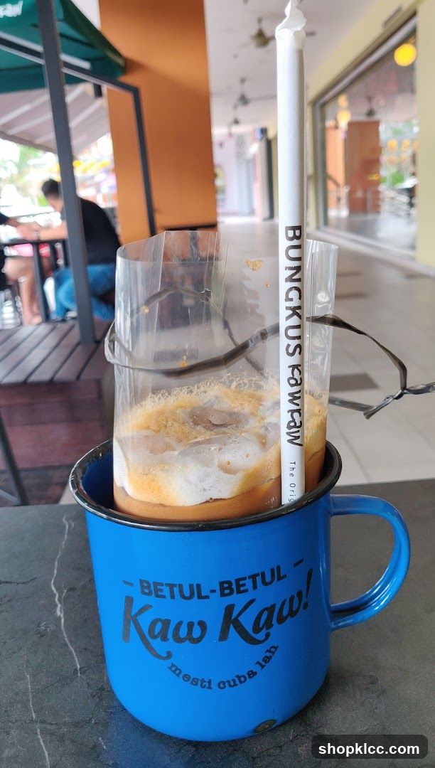 Iced Coffee in Blue Mug
