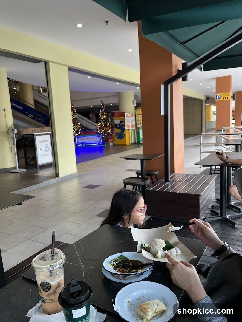 Dining at a mall food court