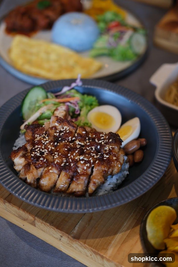Grilled Chicken Rice Bowl with Salad and Boiled Egg