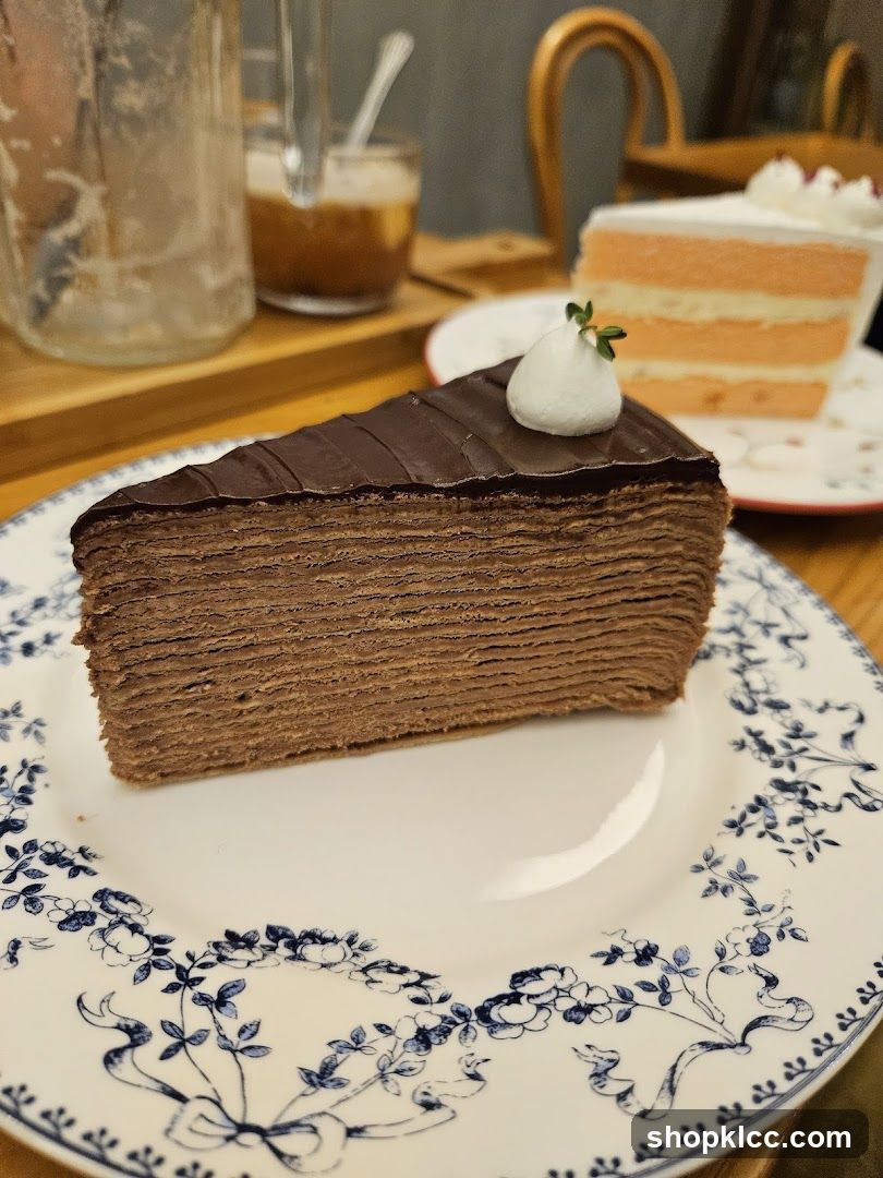 Chocolate Crepe Cake Slice