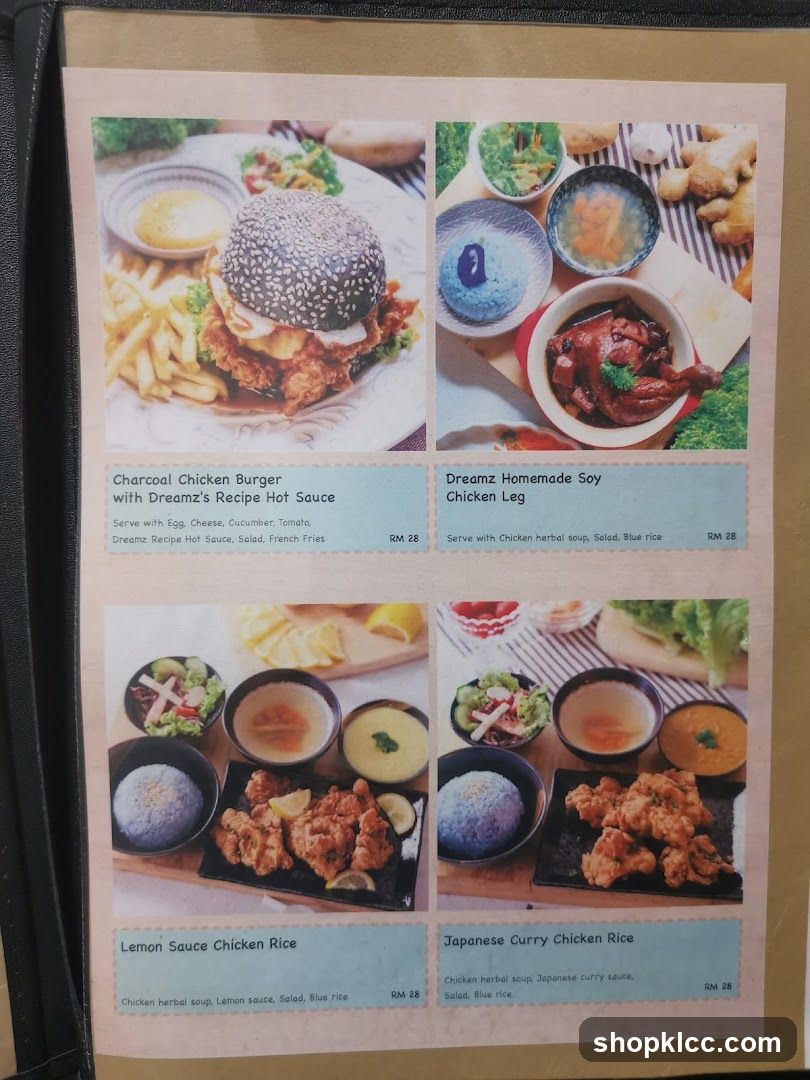 Dreamz Restaurant Menu Page