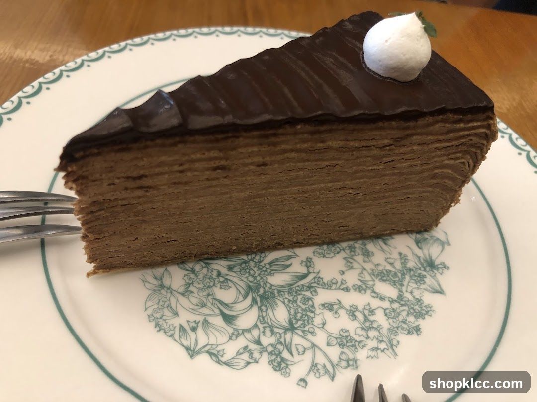 Chocolate Crepe Cake Slice